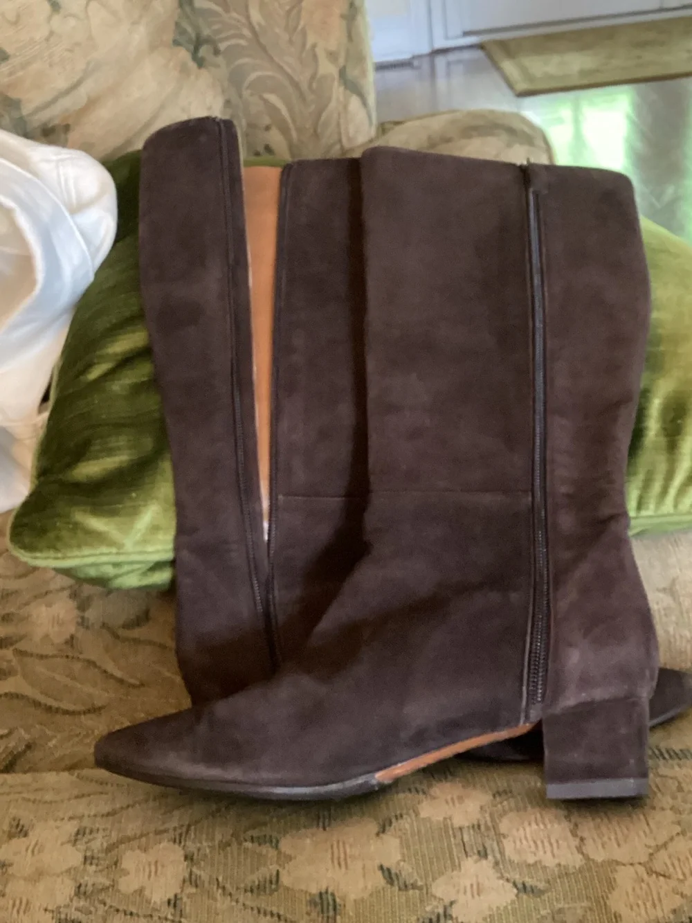 Aquatalia Dark Brown Suede Over-the-Knee Lace-Up Boots